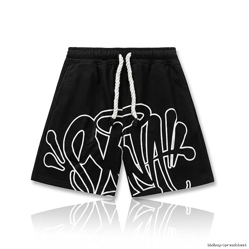 SynaWorld Graffiti-style Black Shorts