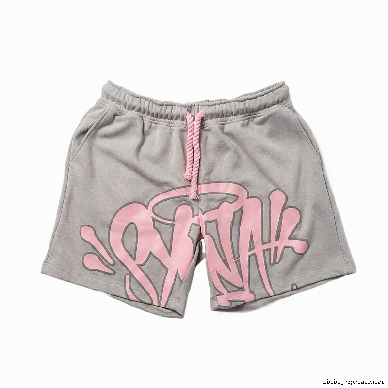 SynaWorld graffiti-style gray shorts