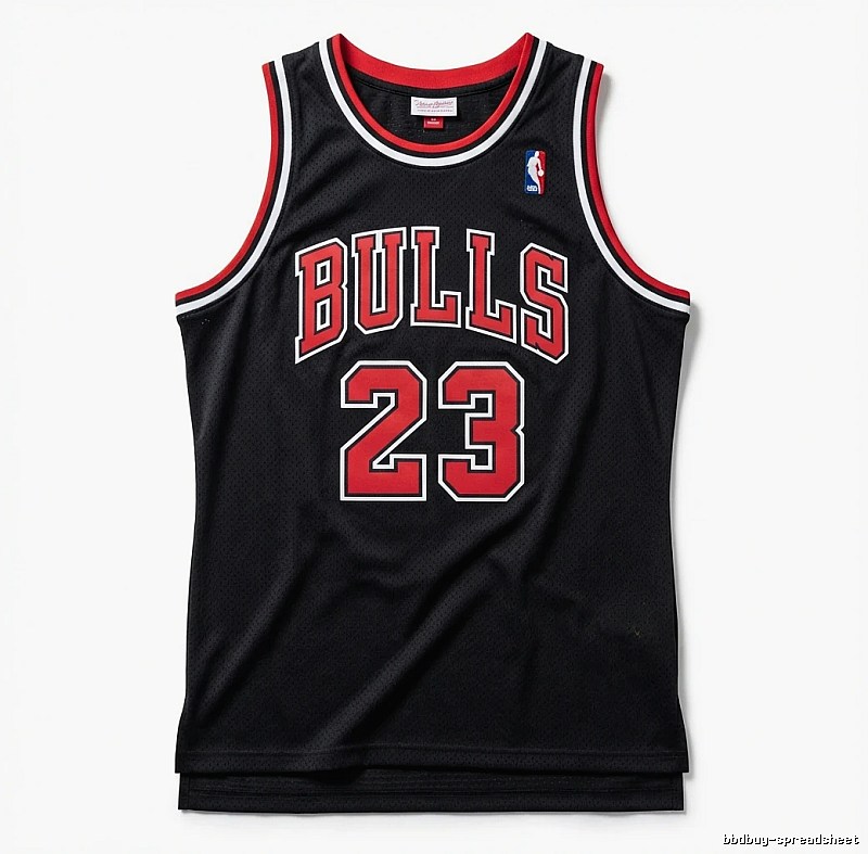 The classic black and red basketball uniforms of the Michael Jordan.