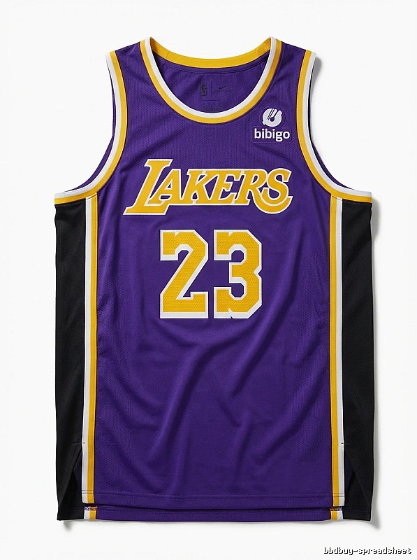The retro-style No. 23 jersey of the Los Angeles Lakers.