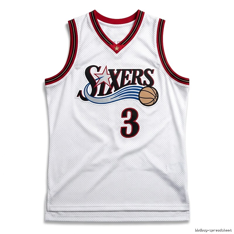 The white basketball uniform of Allen Iverson of the Philadelphia 76ers.