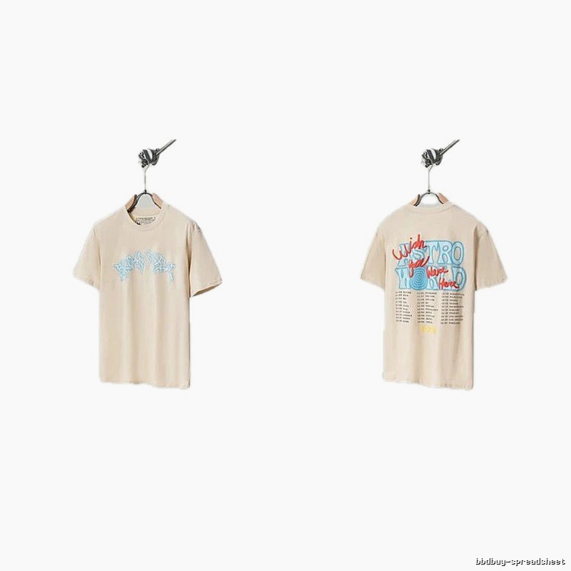 Travis Scott Astro Street Style Apricot Beige Short Sleeve T-Shirt
