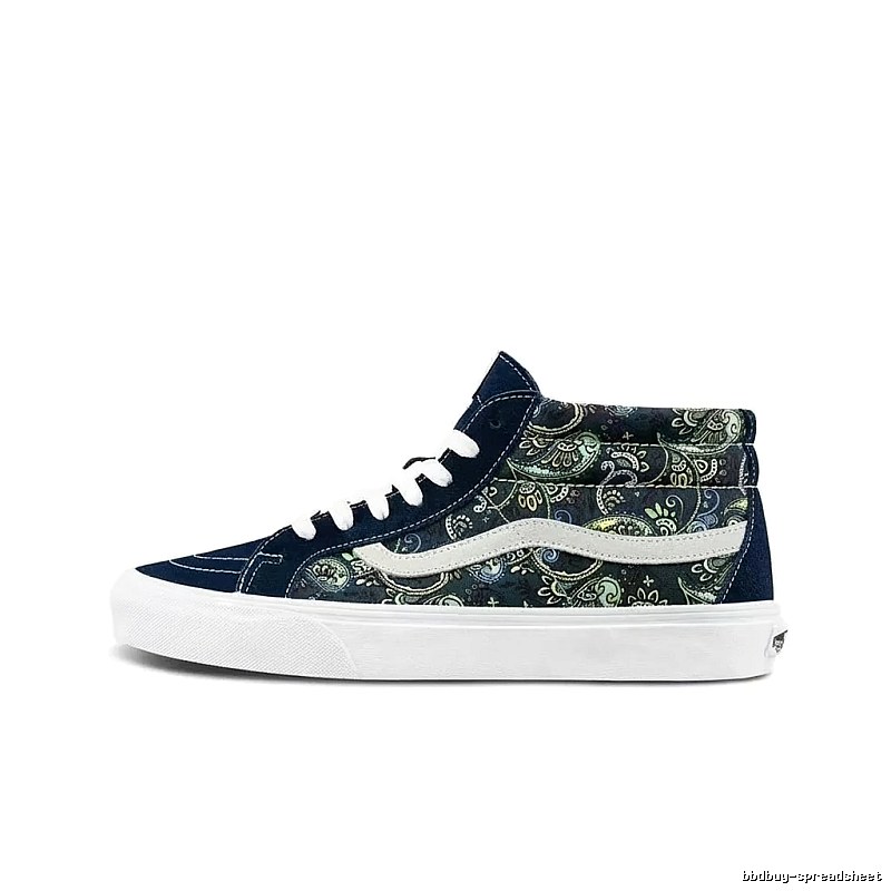 Vans High-top Shoes with a Vintage Wind and Cashew Flower Pattern