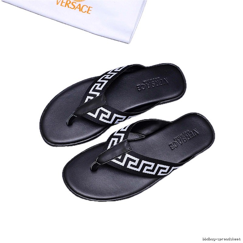 Versace Greek Key Trendy Style Black Flip-Flops