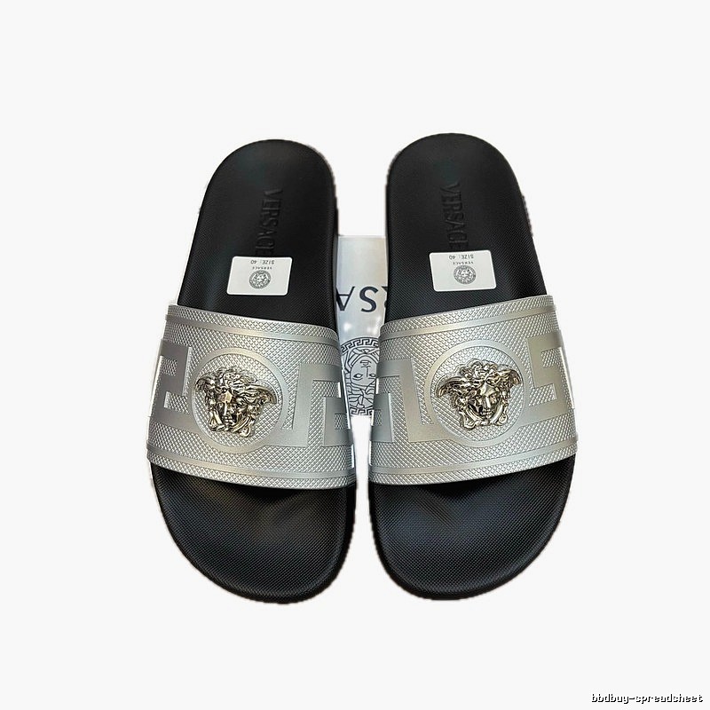 Versace Medusa Luxury Trendy Silver & Black Slides
