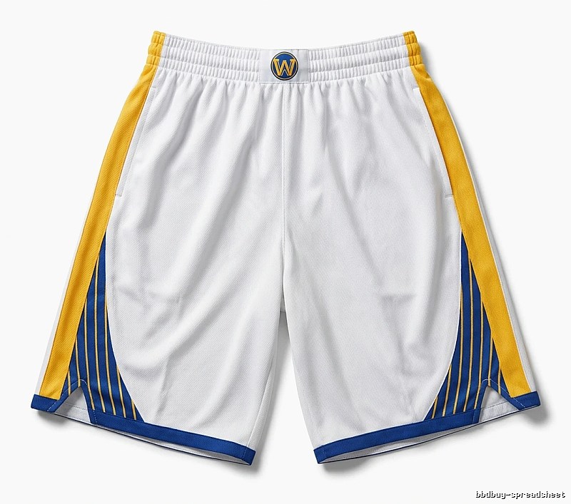 Warriors' Curry's white, yellow and blue shorts