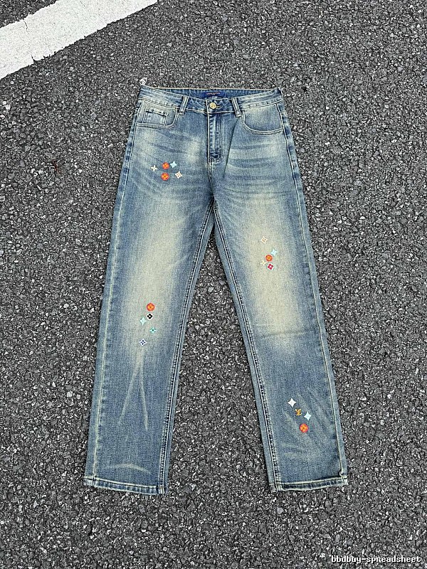 Washed Blue Travel Embellished Straight Jeans