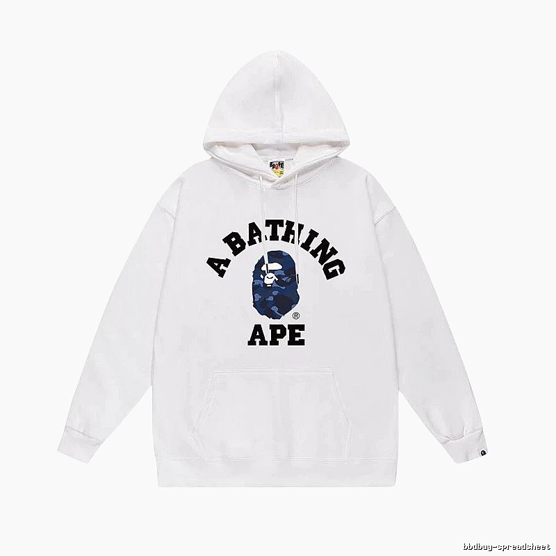 White hoodie with Bape Ape Head print
