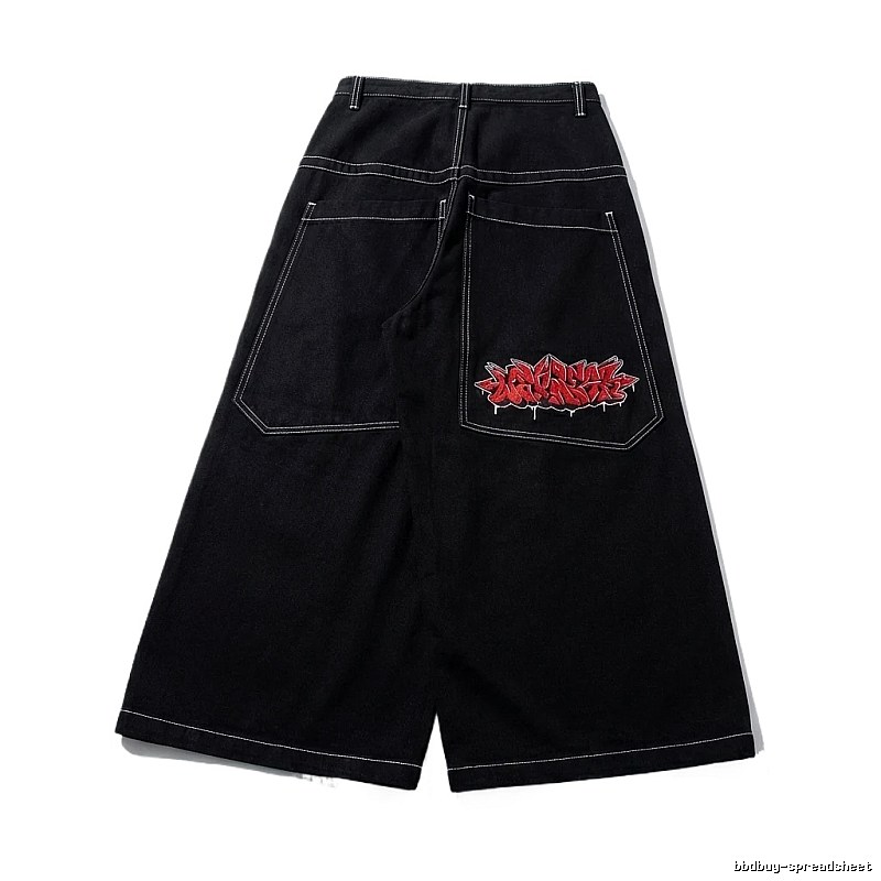 Y2K-style black wide-leg pants